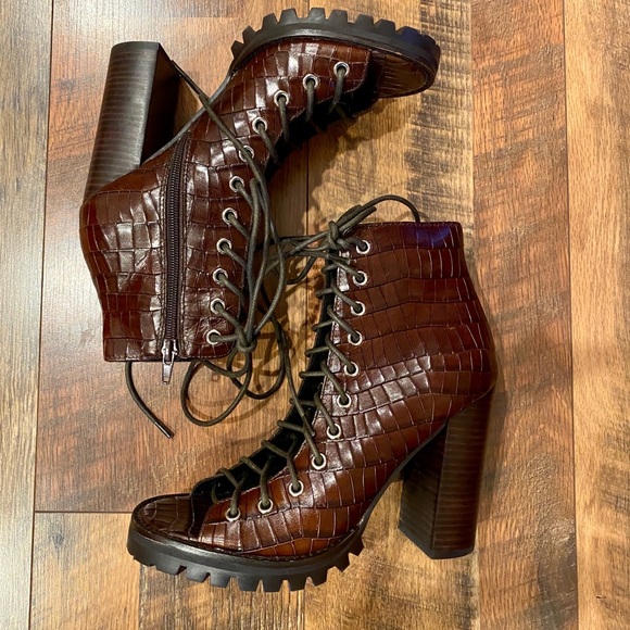 FREE PEOPLE Jeffrey Campbell Palermo Lace Up Heels - Picture 3 of 12